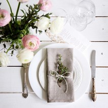 웨딩포 리넨 냅킨 라이트 베이지 4장 셋트 Linen Napkin Poly light beige 28X28cm, 4개
