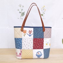 나인패치 토트백 만들기 퀼트 DIY 패키지, 컨트리, 가죽핸들포함