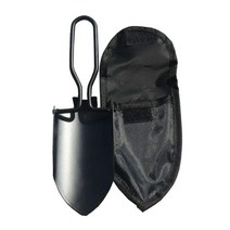 THE VEDO SHOP 휴대용 미니 접는 캠핑 삽 나르는 가방이있는 스테인레스 스틸 정원 삽, 22.5x6.3cm, 블랙