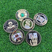 양면 골드 에디션 카지노칩 볼마커 골프칩 필드용품 선물세트, 8. 스컬
