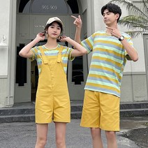 데일리 멜빵 커플룩 봄 여름 20대 30대 반팔 커플티 시밀러룩 웨딩 촬영 사복 하객룩