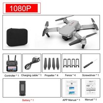 드론 Fpv Rc 쿼드콥터 미니 드론 E88 4k HD 듀얼 카메라 비주얼 포지셔닝 1080P 와이파이 고도 유지, 04 04 1080p 1 battery