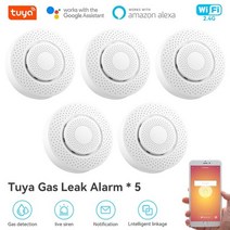 실내 공기질 측정기 오염도 유해물질 전문 측정 감지기 tuya wifi 가연성 가스 연기 경보 co2 voc 공기 품질 모니터 센서 홈 보안 보호 스마트 라이프 앱 제어, 5개