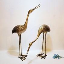 브론즈아트공방 학 두루미 조각상 조각품 청동 황동 공예품 주물 신주 인테리어소품 동상 장식품 집들이선물
