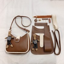 PoeLynt 가죽 가방만들기 DIY 가죽공예 키트 크로스백 퀼트 가방 손바느질 패키지 집콕 취미 생활 선물, 화이트1