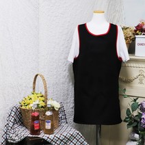 (주)더해피 가정 미술 미용 수예 카페 업소 손님용 핸드메이드 앞치마 모음, 원피스형 앞치마-블랙