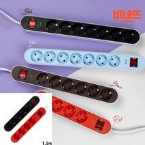 신혼집 인테리어 고용량 4구 휘어지는 멀티탭 1.5m 새집이사 안전소재 대형어댑터, 레드