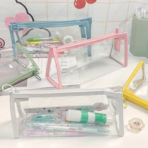 도매팜 1+1 PVC 다용도 투명 방수 필통 대용량 지퍼형, 1개+1개, 옐로우