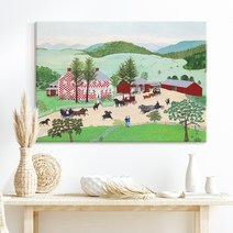 더 아트 컴퍼니 그랜마 모지스 따뜻 힐링 명화그림 액자 행복 그림 아이방 카페 홈데코 거실 사무실 매장 인테리어 50종 1-25, 14. GM-오래된 체크무늬 집