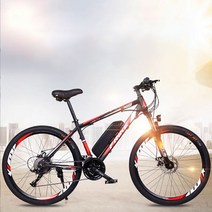 MTB 26인치 전기 자전거 리튬배터리 보조 동력 기어 변속 오프로드 배달용 학생 등하교 자전거, 03. 화이트/레드