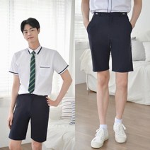 현hmhway_스판네이비교복바지 남자반 하복 남성반 네반 네팬츠 남학생 반바지 학생반 예쁜♥myway