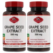(2PACK)올림피언 랩 포도씨 추출물 GRAPE SEED EXTRACT 200 mg 100 베지캡, One Size, 2PACK