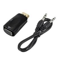 휴대용TV 디비디플레이어 hdmi 호환 남성-vga 여성 어댑터 hd 1080p 오디오 케이블 변환기 pc 노트북 tv 상자 컴퓨터 디스플레이 프로젝터, 흰색 케이블