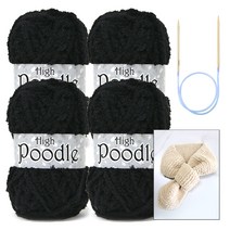 [니뜨] 하이푸들실(80g)x4볼+줄바늘6.0mm+너음목도리 도안, 15_블랙