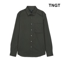 TNGT 95 사이즈 카키 솔리드 면 혼방 사각포켓 셔츠