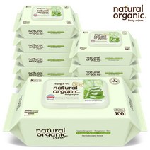 [네츄럴오가닉] 아기물티슈 퓨어 플레인 캡형100매[10팩], 100매, 1세트