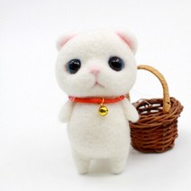 jiwuo 양모 펠트 포크 diy 재료 패키지 키트 양모 바늘 비 완성 귀여운 동물 고양이 인형 여성 펜던트, [10] 10