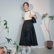 아티드(A;td) 버튼포인트 플레어 롱 스커트_BLACK