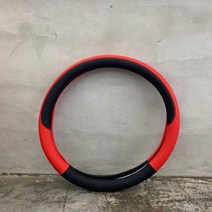 쌍용자동차 액티언스포츠 미카 차량용 미끄럼방지 퀼팅 2종 핸들커버 원형, 레드스티치