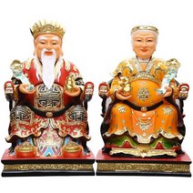 산신 할아버지 할머니 동상 불상 불교상 석불 조각상, 16인치 높이 38cm 할아버지