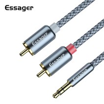 무저항잭 Essager-3.5mm 잭 2 RCA 케이블 오디오 남성 분배기 Aux TV PC 앰프용 DVD 스피커 와이어, Dark Grey_3m
