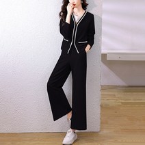 넷투넷코리아 여성 투피스 니트집업 밴딩팬츠 상하의 트레이닝세트