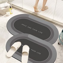 FASEN 홈 반원형 직사각형 물흡수 소프트 논슬립 욕실 화장실 다용도 빨아쓰는 규조토 발매트, Z-22.타원-스마일2P
