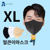 그린비 국산 특대형 빅사이즈 얼굴큰사람 특대 귀안아픈 숨쉬기편한 블랙 화이트 베이지 컬러 일회용 2D 새부리형 마스크 50매 (1매씩 개별포장), 그린비2D특대형마스크 네이비50매(국산/개별포장)