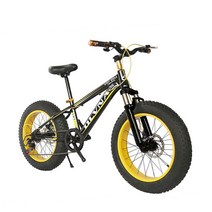 광폭타이어자전거 MTB 산악자전거 빅와이드 굵은타이어 4.0 20인치 자전거, 7단, 옐로우