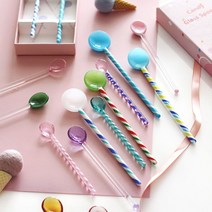 롤리팝롱티스푼 디저트파르페 특이한카페커트러리 레트로애프터눈티, [선물박스] 블루 핑크그린 티스푼 세트