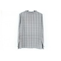 격자 체크무늬 프릴 블라우스(95)