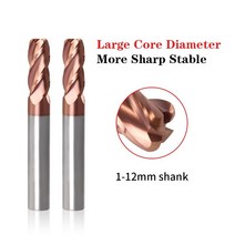 밀링 커터 부품 머신 augt hrc 카바이드 황소 코 엔드 밀 플루트 구리 합금 코팅 cnc maching 용 텅스텐 강철 절삭 공구, 1.5r0.2x4dx50l, 1개