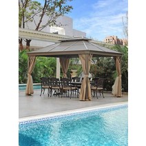 파고라 조립식 정자 야외바베큐 원두막 정자 옥상, 뉴 골드 3X4M [사각 기둥 10X10CM]