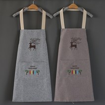 방수코팅 앞 주머니 주방 요리 실습 앞치마 꽃사슴 무늬, 그린