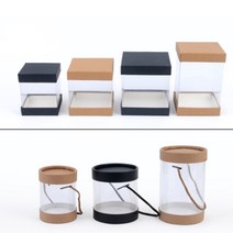 CAILOOM 투명 사각 단상자 원통 케이스 PVC 선물박스 원형 속보이는 케이스 쿠키박스 디퓨저 캔들 수제청, 기본