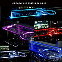ArtX 그랜저HG USB 5V LED 2단 차량용 무중력테이블 컵홀더 식탁 자동차 선반 핸드폰 거치대 수납용품, 일반형, 포함, 퍼플