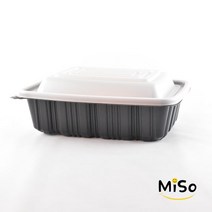 CJ 찜사각용기 중 찜배달용기 일회용사각밀폐용기 일회용사각찜용기 배달용기사각 일회용사각탕용기 사각탕배달용기 100세트, 검정용기+볼뚜껑