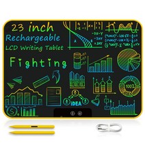 드로잉패드 액정타블렛 웹툰그리기패드 18 23 인치 충전식 LCD 그리기 태블릿 어린이 장난감 그림 도구 전자 쓰기 보드 선물 교육 완구, [12] 23 Colors Yellow