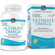 Nordic Naturals Ultimate오메가3 1280mg 180 소프트젤 90인분, 레몬, 90개(1팩)