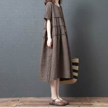 여성 린넨 원피스 빈티지 체크 빅사이즈 a라인 오버핏 캐주얼 여자 봄 가을 반팔 롱원피스 2022 linen dress women JX0223