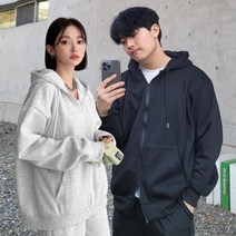 디센도 남녀공용 기모 후드집업 오버핏 무지 투웨이