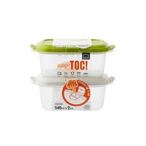 락앤락 이지톡 직사각 2종 밀폐용기 세트 540ml, 1세트, 밀폐용기 GRN + IVY