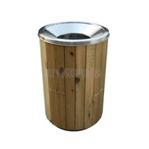 리빙플랜 원목스텐휴지통 B형 홉바형 내통있음 110L/145L, 145L