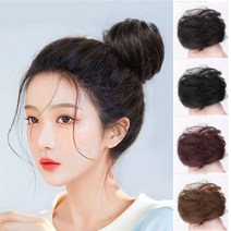 여성 올림머리끈 가발 곱창 밴드 스크런치 헤어 머리카락 똥머리 머리끈, 생머리, 연한갈색, 1개