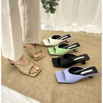 [와이드 발볼 오픈토 석MD] 5color / 블랙 화이트 베이지 블루 연두 / 인스타 OOTD 드라마패션 협찬 모던 시크 럭셔리 스퀘어 여성 뮬 힐 구두 5.5cm