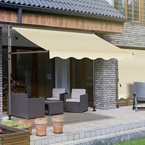 차양막 매장 주택 고정 천 처마 캐노피 방수, 2m x 1.2m+그레이 브래킷+아이보리