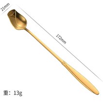 진스온 양식 커트러리 스테인리스 스틸 로즈 스푼 긴 손잡이 커피 티 디저트 아이스크림 식기 꿀 샐러드 장식 크리스마스 선물, 15.17cm golden - 1pc