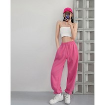핑크 트레이닝 바지 조거 캐주얼 조깅 루즈 팬츠 핫핑크 걸크러쉬 트레이닝팬츠 허리밴딩