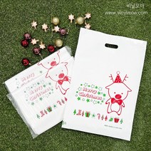 (당일발송) 비닐모아 크리스마스 루돌프 링봉투 비닐백 HDPE 비닐 손잡이봉투 산타 비닐쇼핑백 선물봉투 50장, 36x52 (3000장)