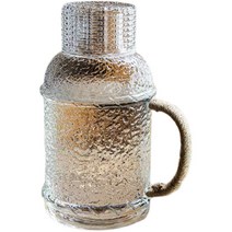 Rhonda 빈티지 2L 대용량 내열 유리 물병 유리저그, 2000ml 레트로 물병